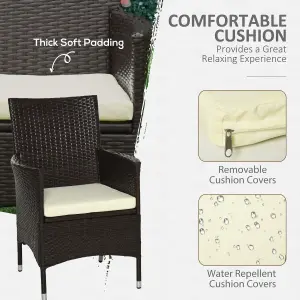 Outsunny 2 Pieces Outdoor Rattan Armchair Garden Dining Chair Set Coffee