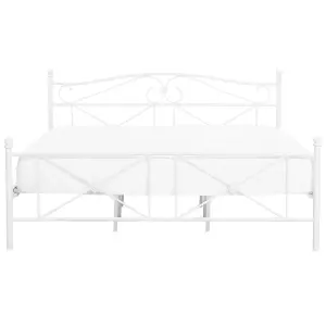 Metal EU Double Size Bed White RODEZ