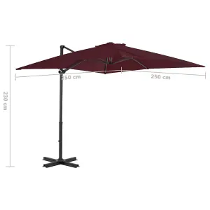 Berkfield Cantilever Umbrella with Aluminium Pole Bordeaux Red 250x250 cm