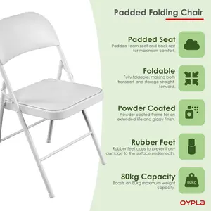 Oypla Heavy Duty White Padded Folding Metal Desk Office Chair Seat