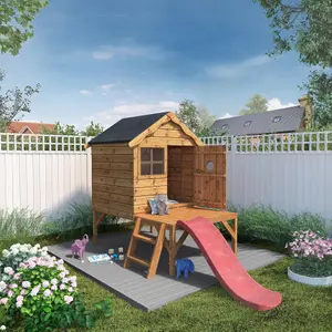 Mercia 8x10 Snug Apex Shiplap Wooden Tower slide playhouse - Assembly service included