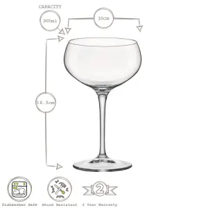 Bormioli Rocco - Bartender Espresso Martini Glasses - 305ml - Clear - Pack of 6