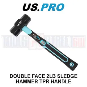 US PRO Double Faced 2Lb sledge Hammer with TPR Handle Rubber Grip 1667