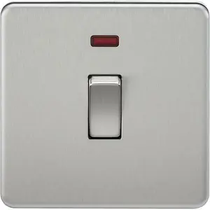 Knightsbridge Screwless Single Switch with Neon 1 Gang 20A 2 Pole Brushed Chrome - SF8341NBC