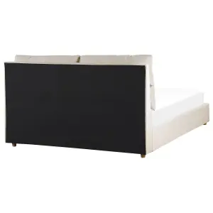 Velvet EU King Size Ottoman Bed Light Beige BATILLY