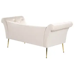 Velvet Chaise Lounge Cream Beige NANTILLY