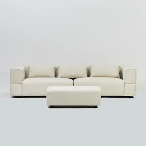 Aurora 4 Seater Sofa in Mikah Vanilla with Ottoman