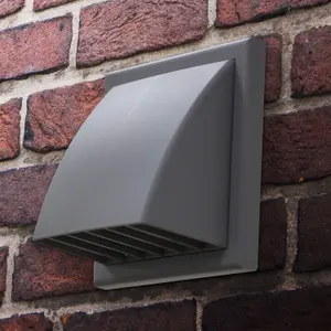 Blauberg Plastic Cowled Hooded Air Ventilation Wind Baffle Wall Grille - 150mm - DECOR 185X185-150HK Grey