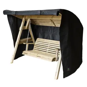 Zest Miami Wooden Garden Swing 2 Seater Bench With Roof Canopy & Cover