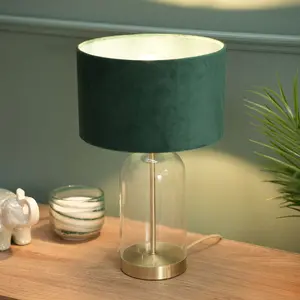 Glass Desk Lamp Gold / Forest Green