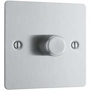 BG Brushed Steel Flat 2 way 400W Dimmer switch Matt Silver 1 gang