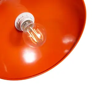 Industrial Retro Designer Orange Gloss Disc Metal Ceiling Pendant Lighting Shade