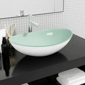 Berkfield Basin Tempered Glass 54.5x35x15.5 cm White