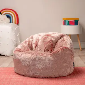 Icon Kids Faux Fur Fluffy Bean Bag Chair Rose Pink