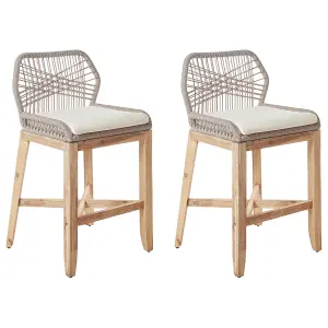 Set of 2 Garden Bar Chairs TALAMONE Acacia Wood Light Wood