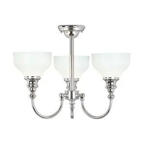 IP 44 3 Bulb Chandelier Glass Shades Polished Chrome LED G9 3.5W