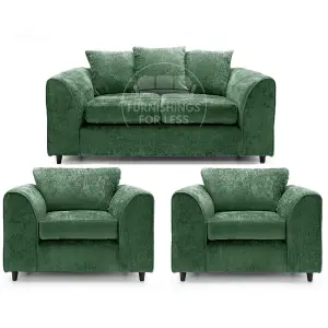 Monaco Chenille Fabric 3 Piece Sofa Set - 2 1 1 Green