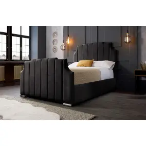 Nelson Plush Velvet Black Bed Frame