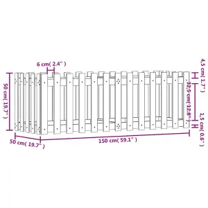 Berkfield Garden Raised Bed with Fence Design White 150x50x50 cm Solid Wood Pine