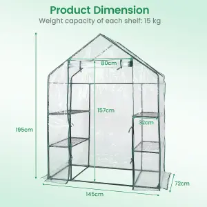 Costway Mini Walk-in Greenhouse Heavy-Duty Garden Warm House w/ PVC Cover