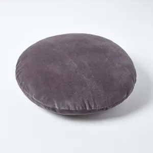 Homescapes Dark Grey Velvet Cushion, 40 cm Round