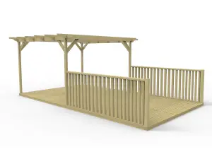 Rectangular pergola and decking kit with balustrade V.1, 3m x 4.2m