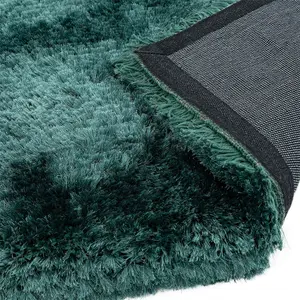 Teal Handmade , Luxurious , Modern , Plain , Shaggy , Sparkle Easy to Clean Rug for Living Room, Bedroom - 120cm X 170cm