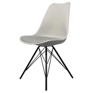 Soho Light Grey Plastic Dining Chair with Black Metal Legs