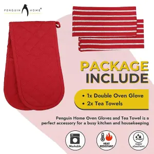 Penguin Home 3 Piece Oven Glove & Tea Towel Set