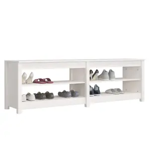 Berkfield Shoe Bench White 160x36.5x50 cm Solid Wood Pine