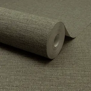 Grandeco Telma Slubbed Fabric Hessian Textured Luxury Wallpaper Dark green