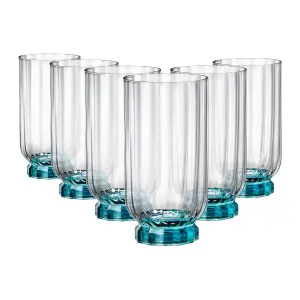 Bormioli Rocco - Florian Highball Glasses - 430ml - Blue - Pack of 6