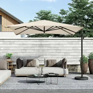 3M Beige Canopy Tilt Garden Roman Umbrella with Fan Shaped Base