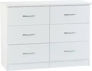 Nevada 6 Drawer Chest in White Gloss