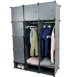 15 Cube Wardrobe Portable Interlocking Plastic Modular Closet Organiser Cabinet