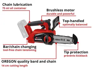 Einhell 20cm Power X-Change Cordless Top Handle Chainsaw - FORTEXXA 18/20 TH - Body Only