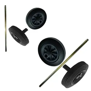 Heavy Duty Solid Axle & Rubber Wheels With Nose Collar Replacement Kit For Wheelie Bins