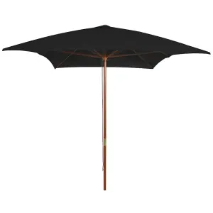 Berkfield Outdoor Parasol with Wooden Pole Black 200x300 cm