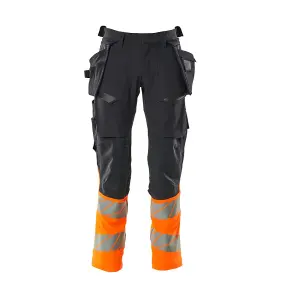 Mascot Accelerate Safe Trousers with Holster Pockets - Dark Navy/Hi-Vis Orange   (52.5) (Leg Length - Regular)