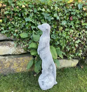 Stone Cast Standing Meerkat Garden Ornament