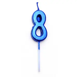 Shatchi Blue 8 Number Candle  Birthday Anniversary Party Cake Decorations Topper