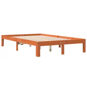 Berkfield Bed Frame without Mattress Wax Brown 140x200 cm Solid Wood Pine