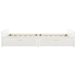 Berkfield Bed Frame with 2 Drawers White Solid Pine Wood 90x200 cm