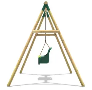 Rebo Wooden Garden Swing Set with Baby Seat - Pluto Green