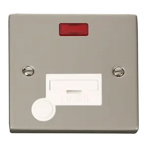 Pearl Nickel 13A Fused Connection Unit With Neon With Flex - White Trim - SE Home