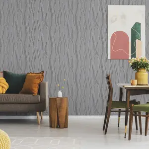 Love Your Walls Shimmer Wave Wallpaper Grey J74609