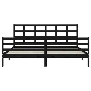 Berkfield Bed Frame with Headboard Black 200x200 cm Solid Wood