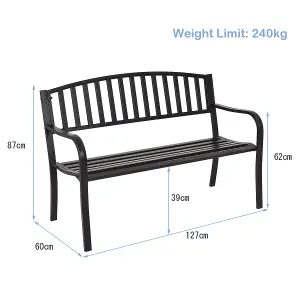 Costway Steel Garden Bench Outdoor Patio Loveseat Bench with High Backrest