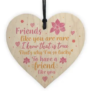 Red Ocean Handmade Friends Like You Friendship Thank You Gift Wooden Hanging Heart Chic Sign Best Friend