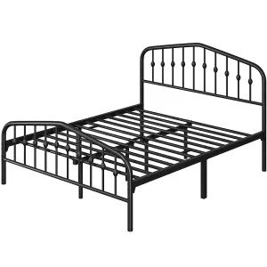 Yaheetech Black 5ft King Metal Bed Frame with Arched Headboard and Footboard